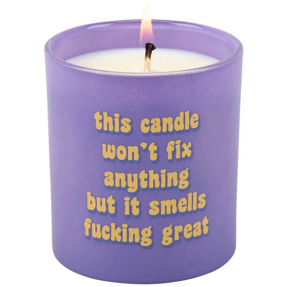 This Candle Smells Great Soy Candle | Festive Plum Scent | Purple Glass | 35hr